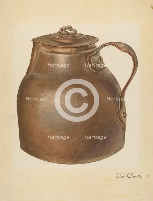 Copper Water Vessel, 1939. Creator: Ethel Clarke.