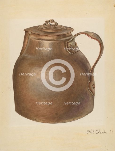 Copper Water Vessel, 1939. Creator: Ethel Clarke.