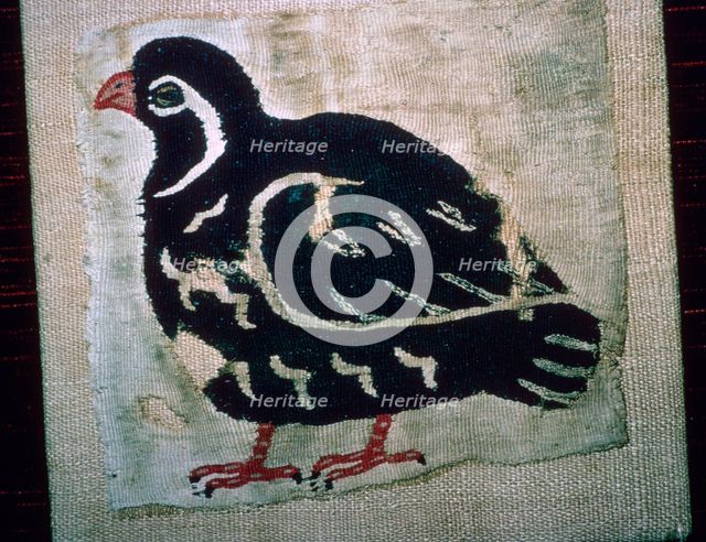 Coptic Egyptian textile showing a quail, 3rd or 4th century AD. Artist: Unknown