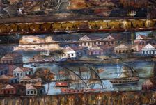 Coptic Fresco of the Nile with Felucca Ships, c6th-7th century