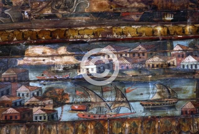 Coptic Fresco of the Nile with Felucca Ships, c6th-7th century. Artist: Unknown.