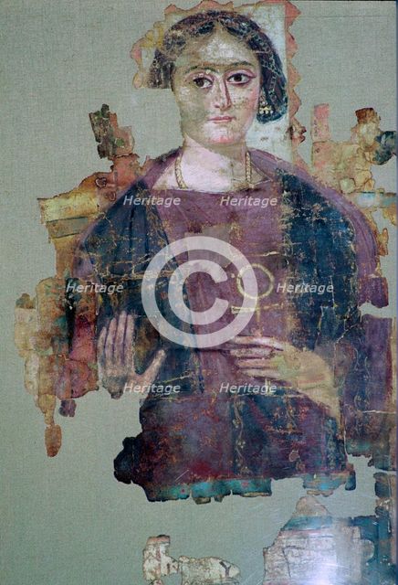 Coptic painting of a man holding an ankh-cross. Artist: Unknown