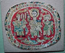 Coptic tapestry of a royal couple with Christ, 10th century