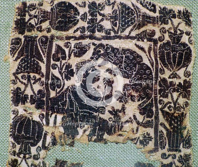 Coptic Textie of a panther attacking a man, 6th century. Artist: Unknown