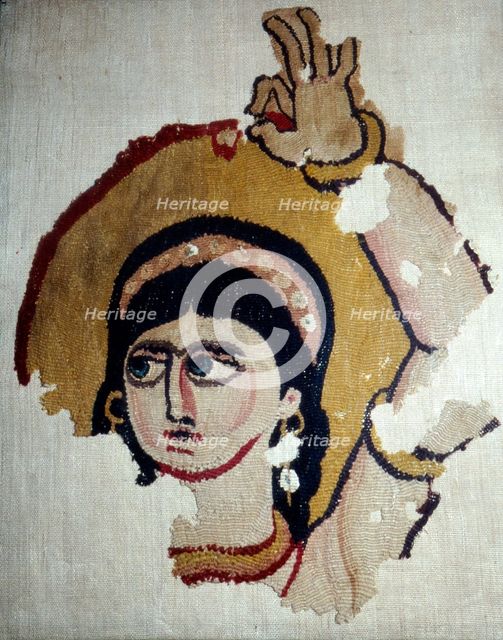 Coptic Textile, Female Head Portrait, Egypt, 6th-7th century.  Artist: Unknown.