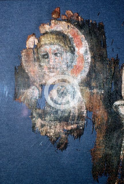 Coptic Textile Head of Christ, Painting on Linen, Egypt, 6th century. Artist: Unknown.