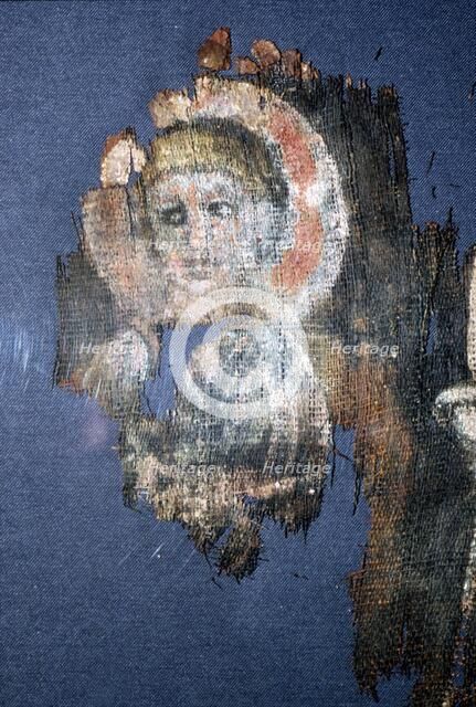Coptic Textile Head of Christ, Painting on Linen, Egypt, 6th century. Artist: Unknown.