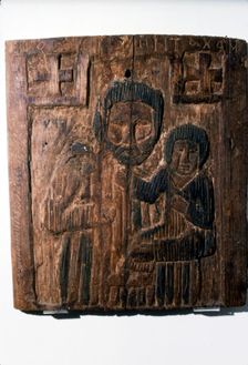 Coptic Wood Panel, Joseph carrying the Infant Jesus, 6th-7th century