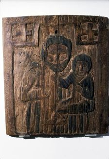 Coptic Wood Panel, Joseph carrying the Infant Jesus, 6th-7th century