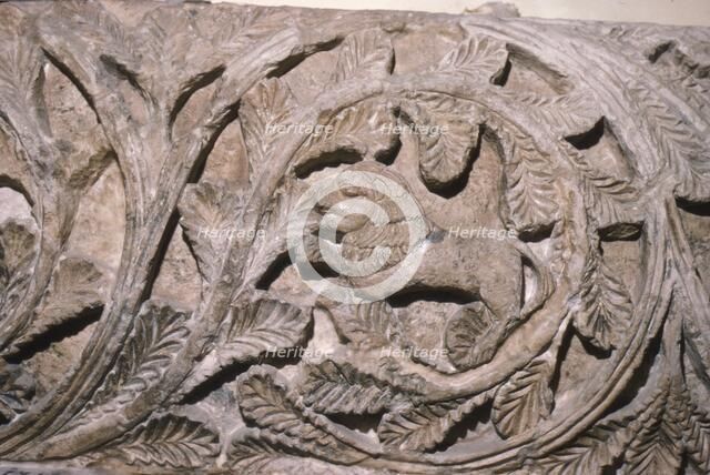 Coptic woodcarving of lion in foliage, c5th-7th century. Artist: Unknown.