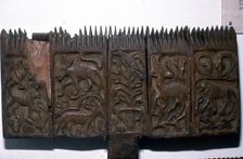 Coptic woodcarving with animals, 6th-7th century