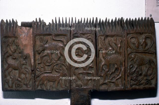 Coptic woodcarving with animals, 6th-7th century. Artist: Unknown.