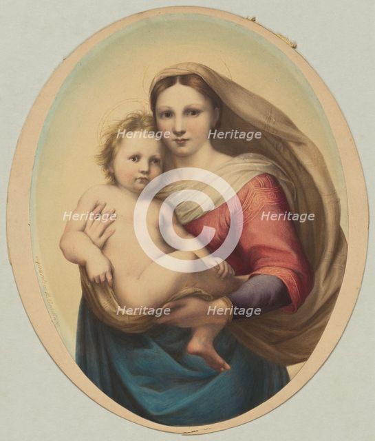 Copy after Raphael's Sistine Madonna, 19th century. Creator: Rudolph Geudtner (German, 1811-1892).