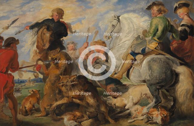 Copy after Rubens's "Wolf and Fox Hunt", ca. 1824-26. Creator: Edwin Henry Landseer.