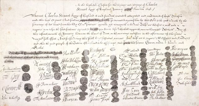 Copy of the Death Warrant of King Charles I, c1648. Artist: Anon