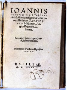 Copy of the first edition De Officio Mariti of Institutione Foeminae Christianae by Juan Luis V…