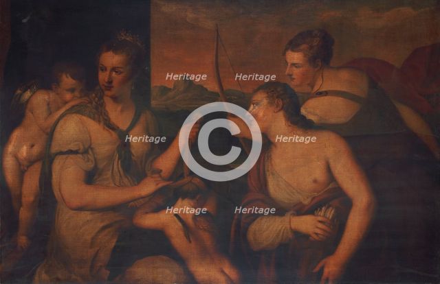 Copy of  Titian's 'The Binding of Cupid'; Original in the Galleria Borghese, Rome, (19th century?). Creator: Unknown.