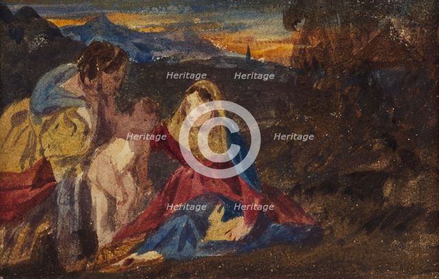 Copy of Titian's Virgin and The Rabbit in The Louvre, 1937. Creator: David Cox the Elder.