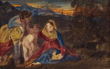 Copy of Titian's Virgin and The Rabbit in The Louvre, 1937. Creator: David Cox the Elder