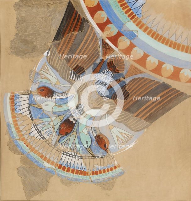 Copy of wall painting, a house, Amarna, swag of geese, 20th century. Artist: Anna (Nina) Macpherson Davies.