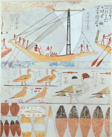 Copy of wall painting from a private tomb of Kaemankh, (III, 295), 20th century. Artist: Anna (Nina) Macpherson Davies