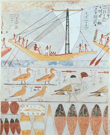 Copy of wall painting from a private tomb of Kaemankh, (III, 295), 20th century. Artist: Anna (Nina) Macpherson Davies