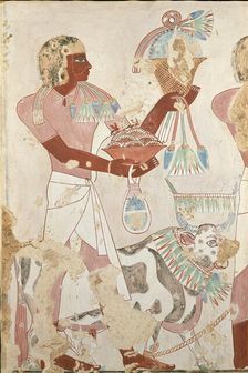 Copy of wall painting from private tomb 101 of Thenro, Thebes (I, 1, 214-215), 20th century. Artist: Anna (Nina) Macpherson Davies
