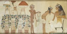 Copy of wall painting from private tomb 38 of Djeserkeresonb, Thebes (I, 1, 69-70), 20th century. Artist: Anna (Nina) Macpherson Davies