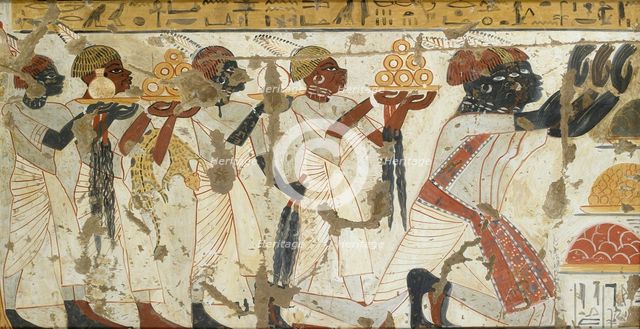 Copy of wall painting from private tomb 40 of Huy, Thebes (I,1, 75-78), 20th century. Artist: Anna (Nina) Macpherson Davies.