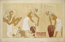 Copy of wall painting from private tomb 60 of Antefoker, Thebes (I, 1, 121-123), 20th century. Artist: Anna (Nina) Macpherson Davies