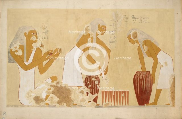 Copy of wall painting from private tomb 60 of Antefoker, Thebes (I, 1, 121-123), 20th century. Artist: Anna (Nina) Macpherson Davies.