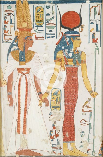 Copy of wall painting from the Queen's tomb 66 of Nefertari, Thebes, 20th century. Artist: Anna (Nina) Macpherson Davies.