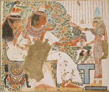 Copy of wall painting, private tomb 51 of Userhet, Thebes, 20th century. Artist: Anna (Nina) Macpherson Davies