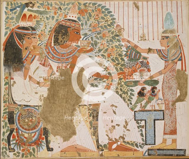 Copy of wall painting, private tomb 51 of Userhet, Thebes, 20th century. Artist: Anna (Nina) Macpherson Davies.