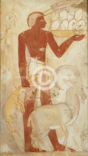 Copy of wall painting, private tomb 78 of Horemheb, Thebes, 20th century. Artist: Anna (Nina) Macpherson Davies.