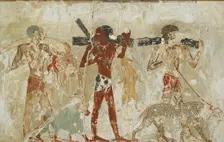 Copy of wall painting, private tomb 100 of Rekhmire, Thebes, 20th century. Artists: Anna (Nina) Macpherson Davies, Rekhmire