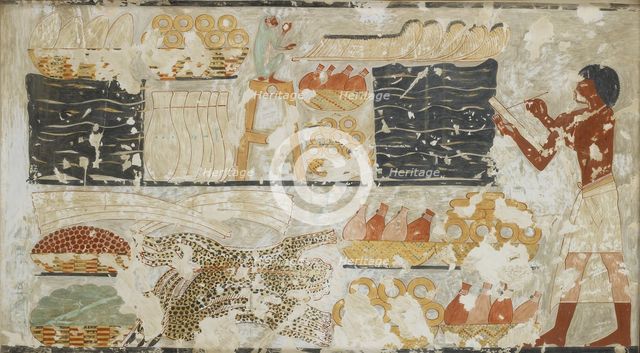 Copy of wall painting, private tomb 100 of Rekhmire, Thebes, 20th century. Artist: Anna (Nina) Macpherson Davies.
