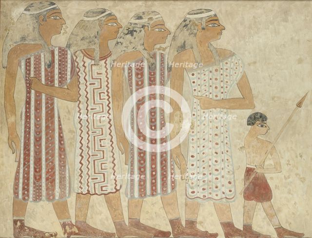 Copy of wall painting, private tomb 3 of Khnumhotpe III, Beni Hasan, 20th century. Artist: Anna (Nina) Macpherson Davies.