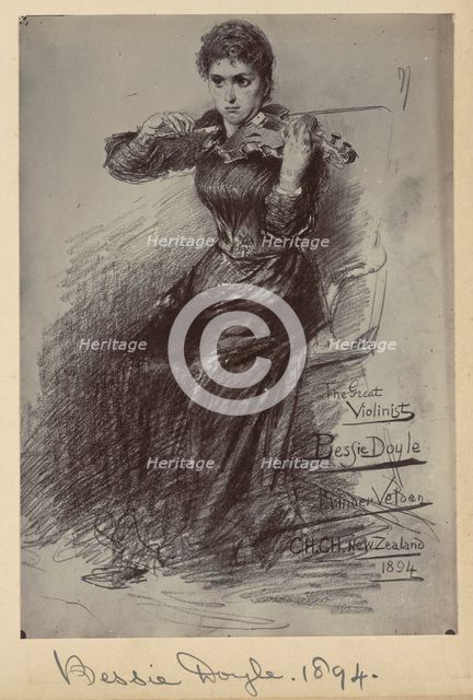 Copy of a Petrus van der Velden painting - Bessie Doyle, The Great Violinist, Christchurch, 1894. Creator: Unknown.