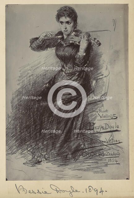Copy of a Petrus van der Velden painting - Bessie Doyle, The Great Violinist, Christchurch, 1894. Creator: Unknown.