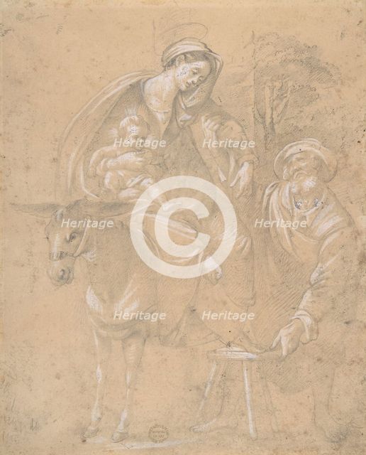 Copy of a Repose in Egypt painted by Giovanni da San Giovanni (Giovanni Mannozzi) 1592-1636, for a c Creator: Anon.