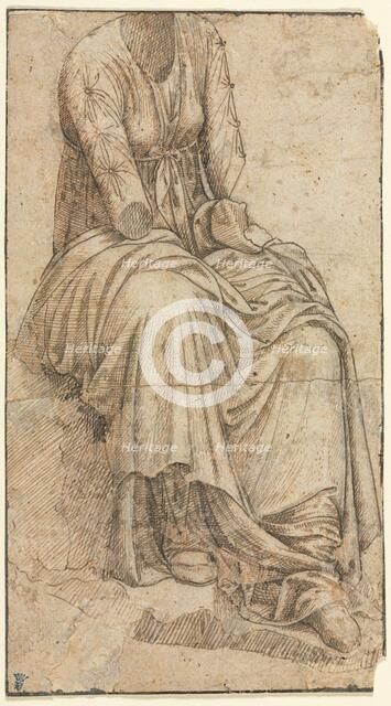 Copy of a Roman Statue of a Seated Woman, second half of 15th century. Creator: Domenico Ghirlandaio (Italian, 1449-1494), circle of.