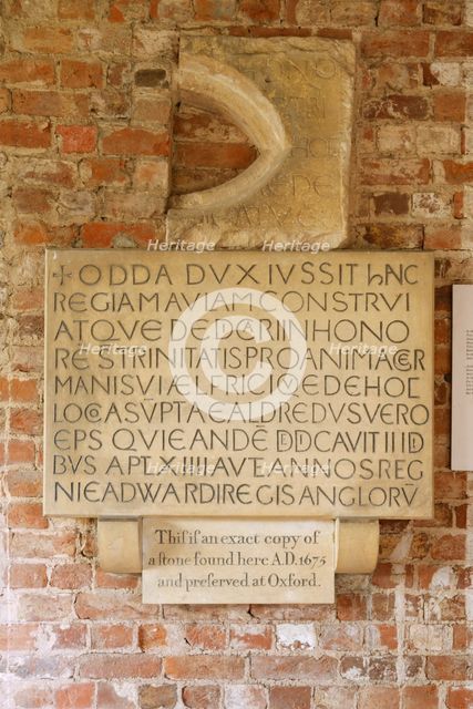 Copy of an inscribed stone in Odda's Chapel, Deerhurst, Gloucestershire, 2010.  Creator: Peter Thompson.