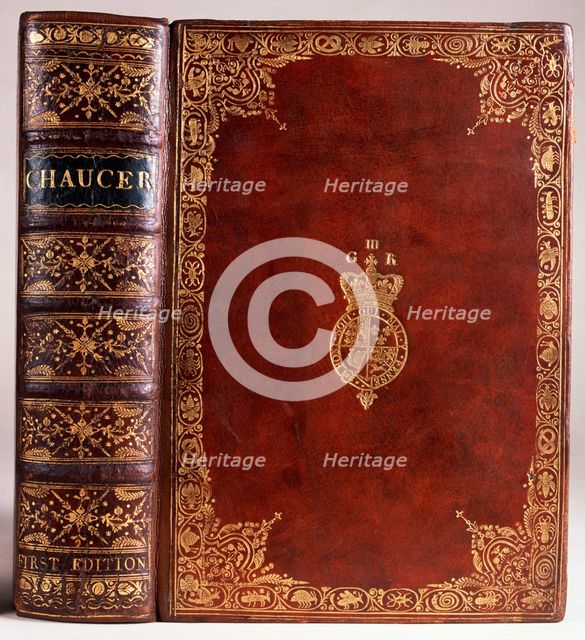 Copy of Caxton's first edition of Chaucer's "The Canterbury Tales", 1476. Creator: Unknown.