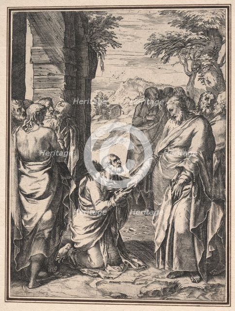Copy of Cornelis Cort: Christ Giving the Key of the Church to Saint Peter, c. 1567. Creator: Anonymous.