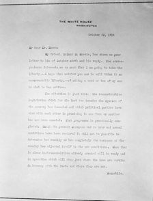 Copy of Letter On White House Stationery, October 20, 1914. Creator: Harris & Ewing