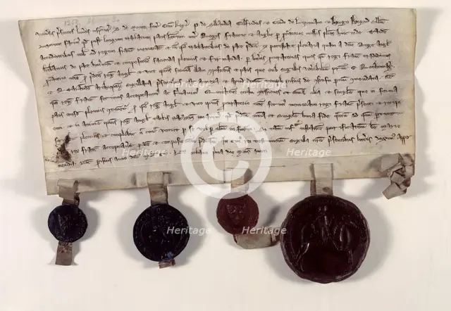 Copy of letters confirming the truce between Henry III of England and Louis IX of France, 1258. Creator: Unknown.