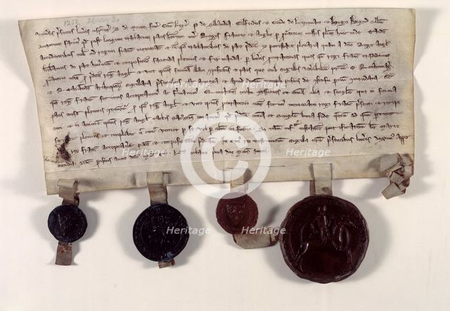 Copy of letters confirming the truce between Henry III of England and Louis IX of France, 1258. Creator: Unknown.
