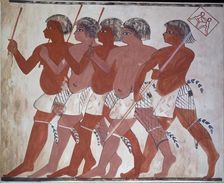 Copy of painting from private tomb 74 of Thenuny, Thebes (I, 1, 144-146), 20th century. Artist: Anna (Nina) Macpherson Davies