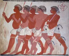 Copy of painting from private tomb 74 of Thenuny, Thebes (I, 1, 144-146), 20th century. Artist: Anna (Nina) Macpherson Davies